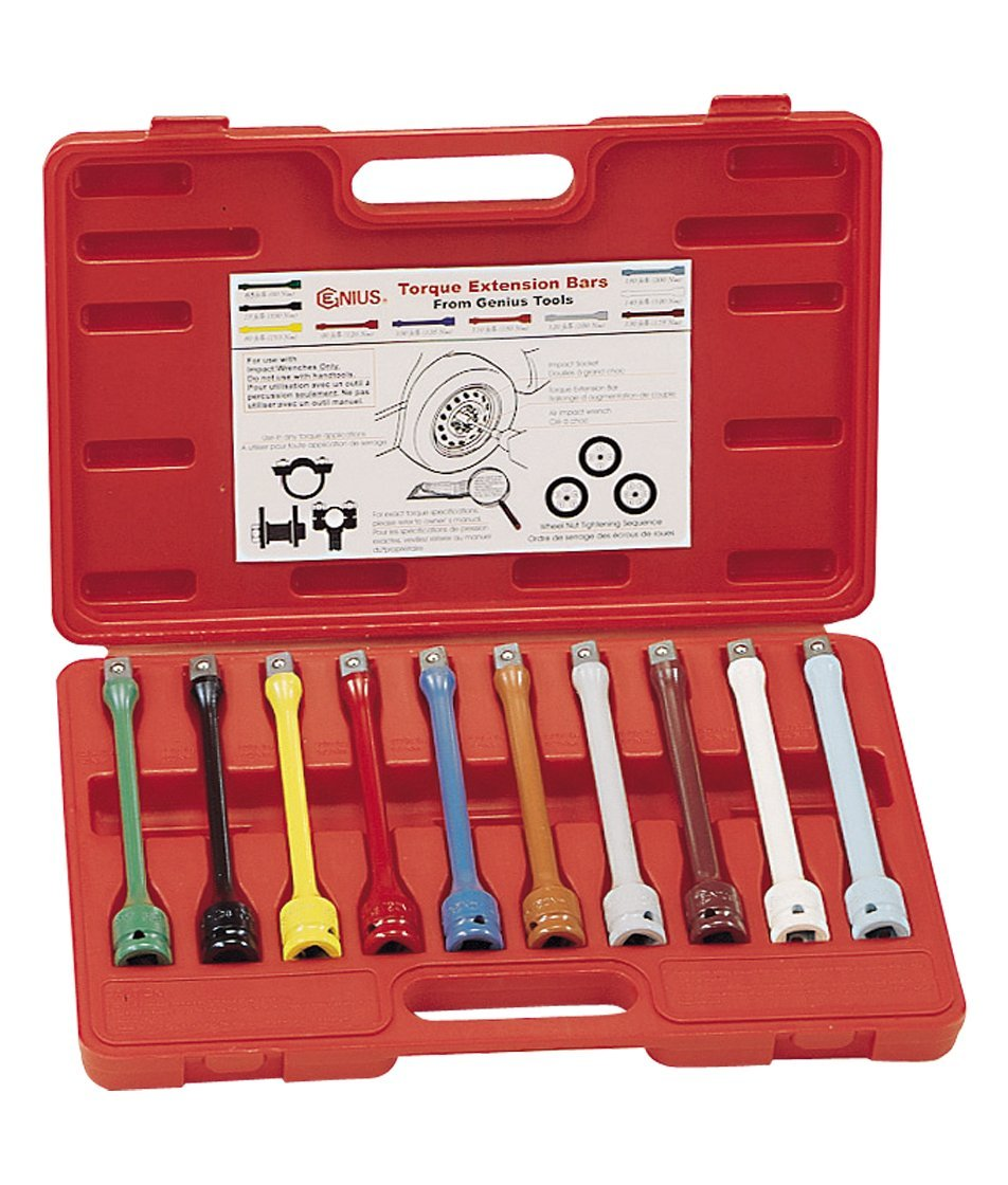 Genius TO410EXT 10 Pieces Torque Extension Bar Set, 1/2″ Drive
